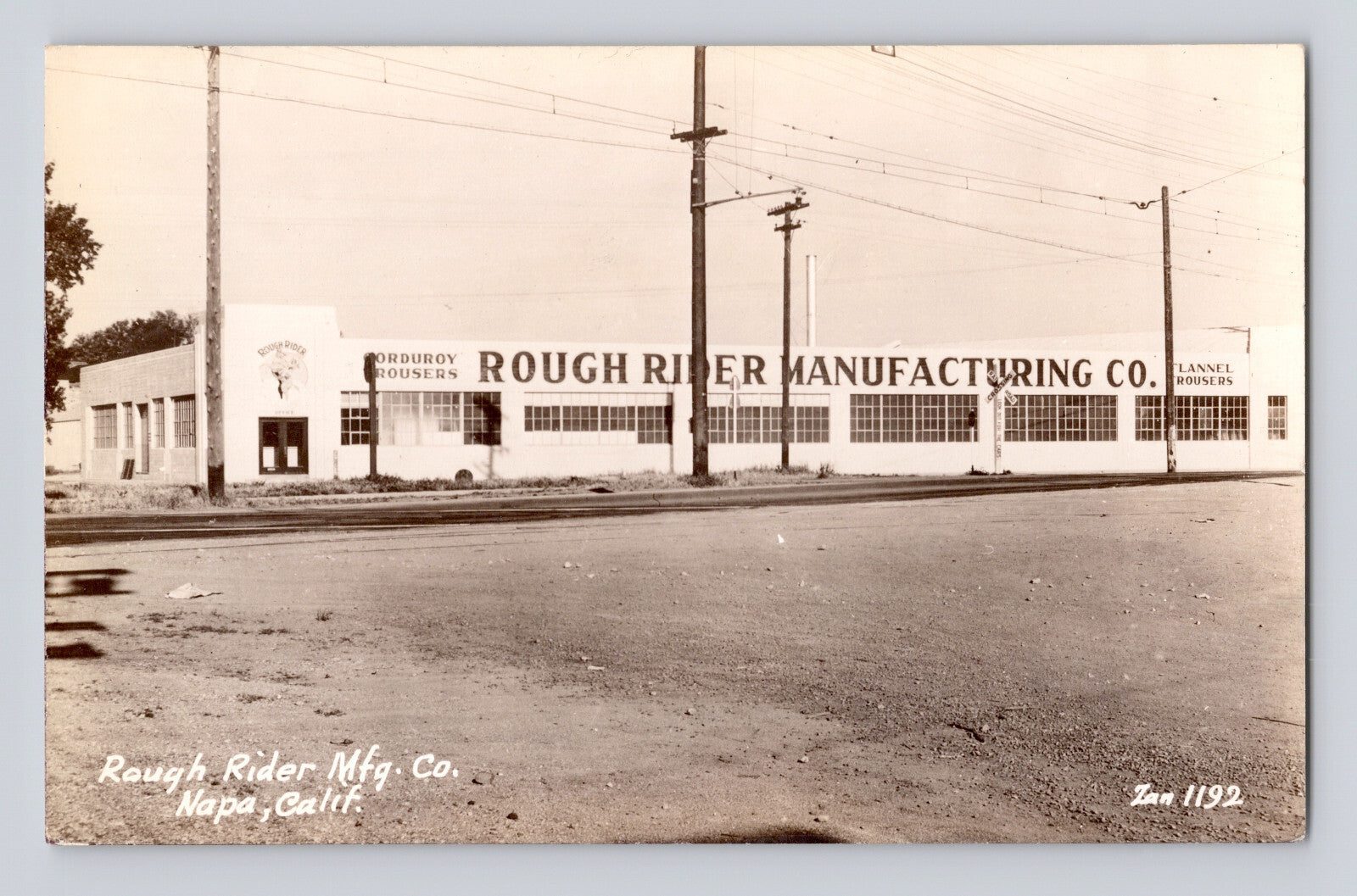 Napa California Rough Rider Manufacturing Company factory 1940s RPPC exterior