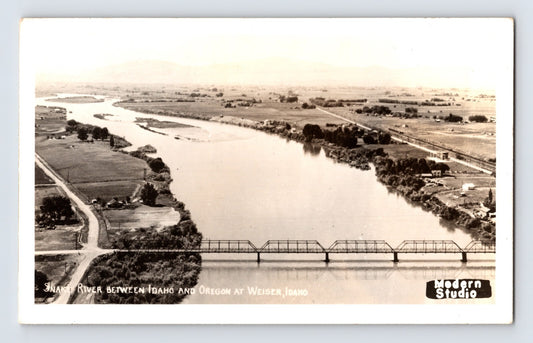Weiser Idaho Snake River Bridge 1940s RPPC Postcard Unposted EKC