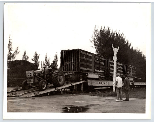 Clyde Beatty Circus 1940s Photo Railroad Flatcar Tractor Loading