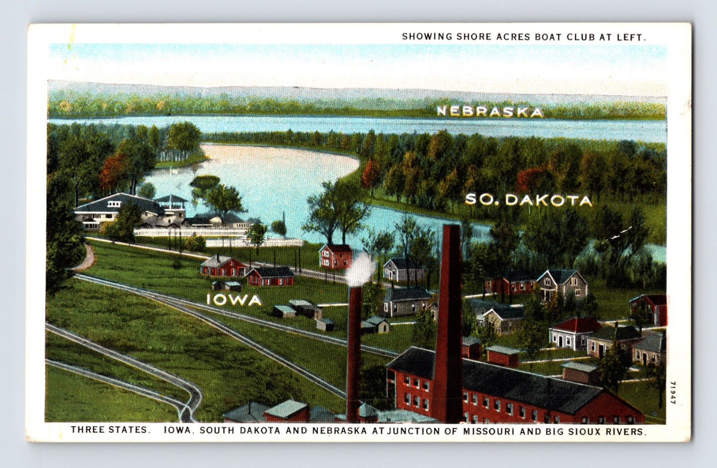 Sioux City Iowa Shore Acres Boat Club 1930s Postcard Unposted White Border