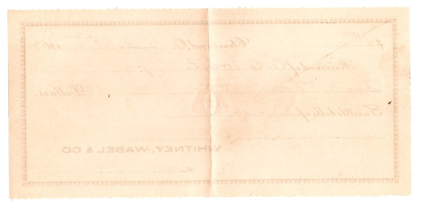 Cleveland Ohio 1902 Whitney Wabel Company Receipt + Envelope