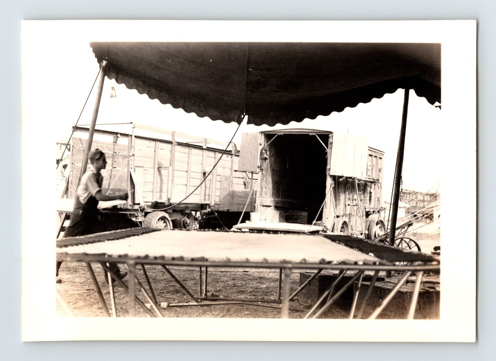 Cole Bros Circus backstage setup Grand Island Nebraska 1944 candid photo equipment and wagon