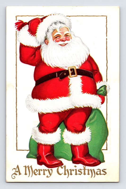 Santa Claus full figure toy sack 1910s Christmas postcard divided back
