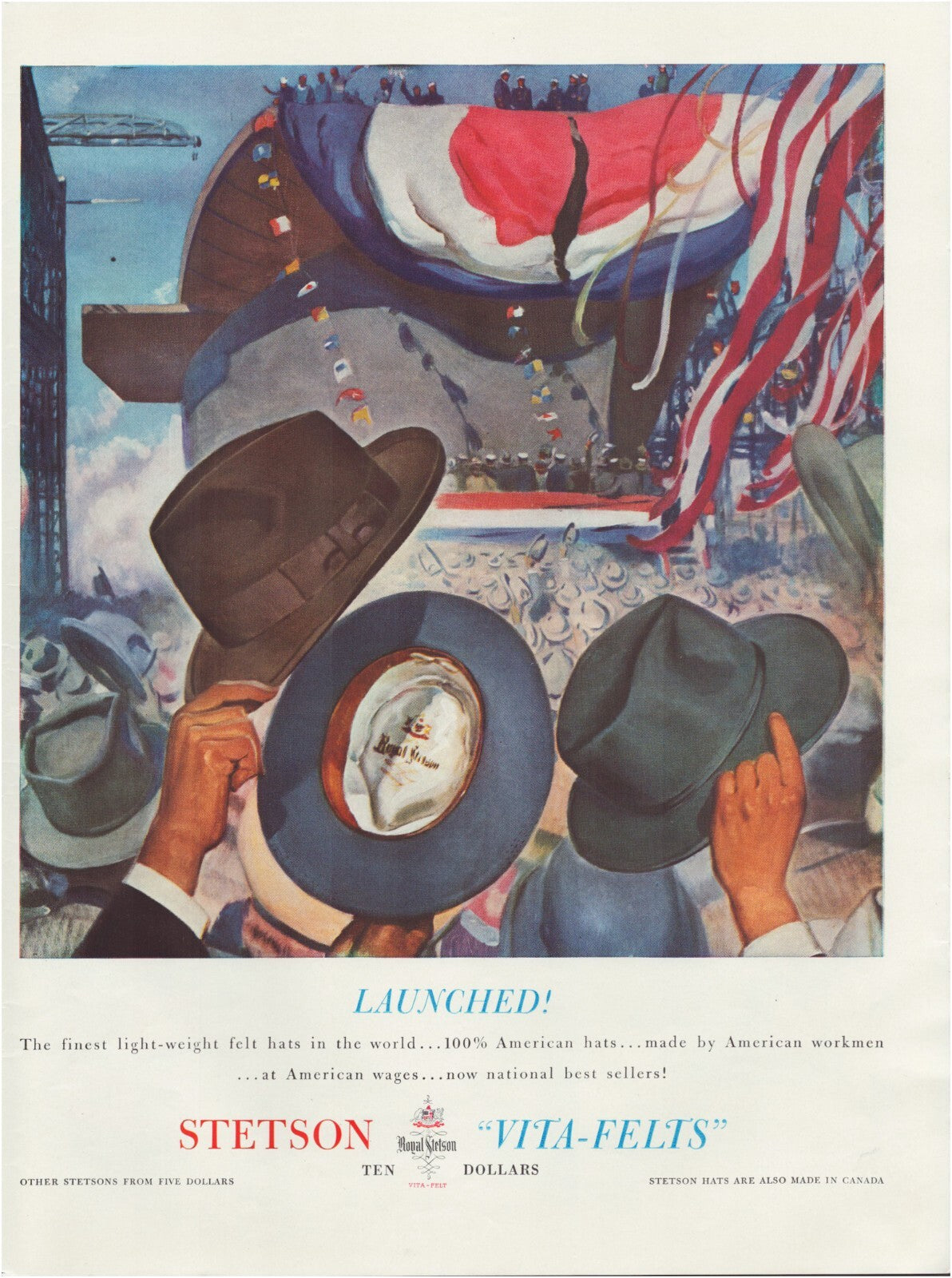 Stetson Hat 1941 Patriotic Victory Election Full Page Print Ad 10.5 x 13.5