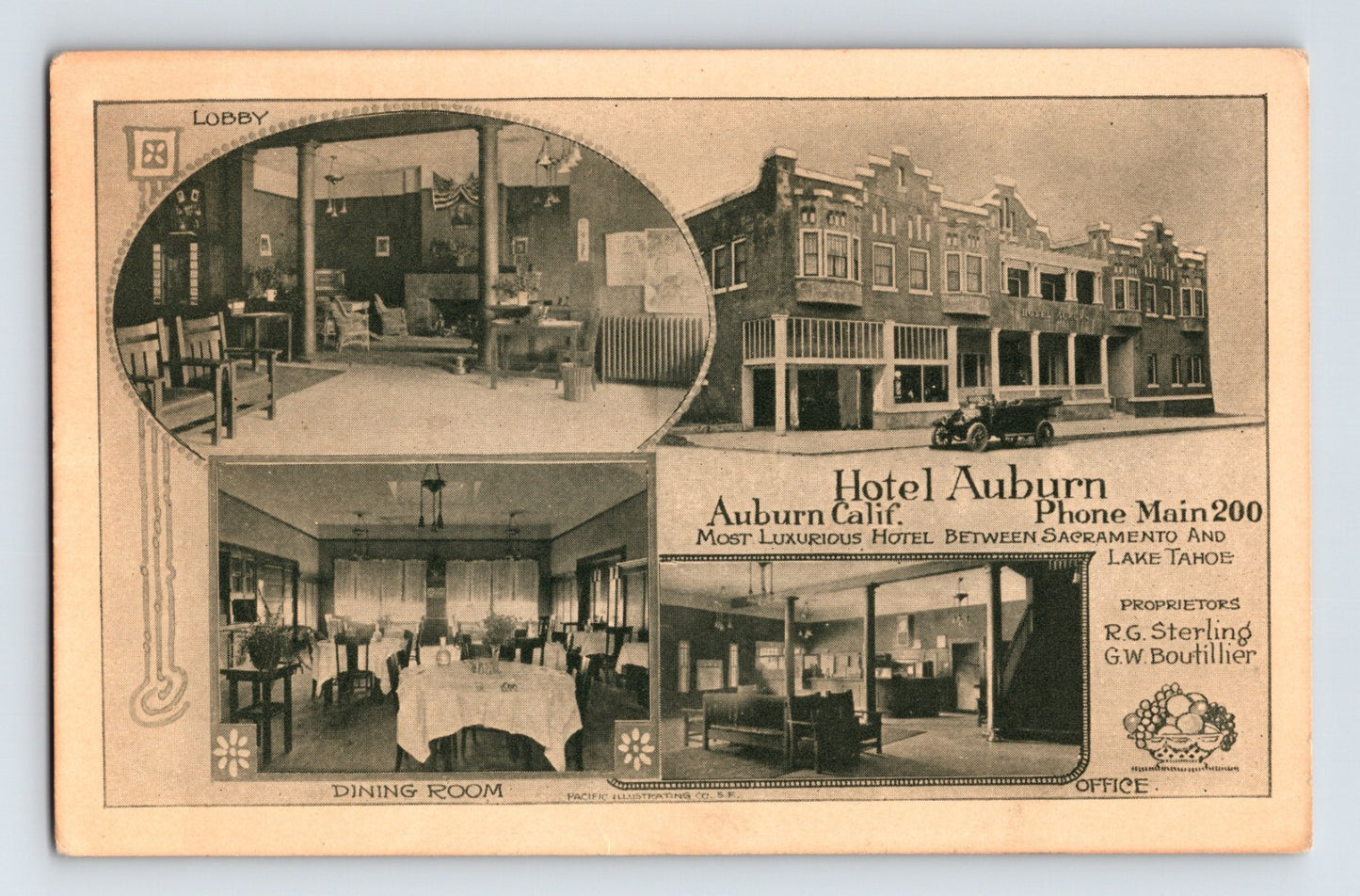 Auburn California Hotel Auburn Multi View 1920 Postcard Posted Divided Back