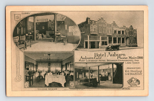 Auburn California Hotel Auburn Multi View 1920 Postcard Posted Divided Back