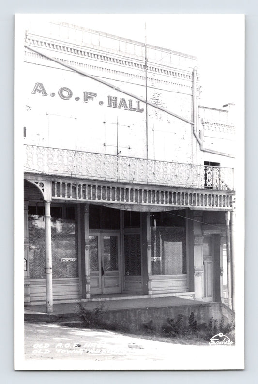 Auburn California AOF Hall Mortuary 1940s RPPC Postcard Frasher