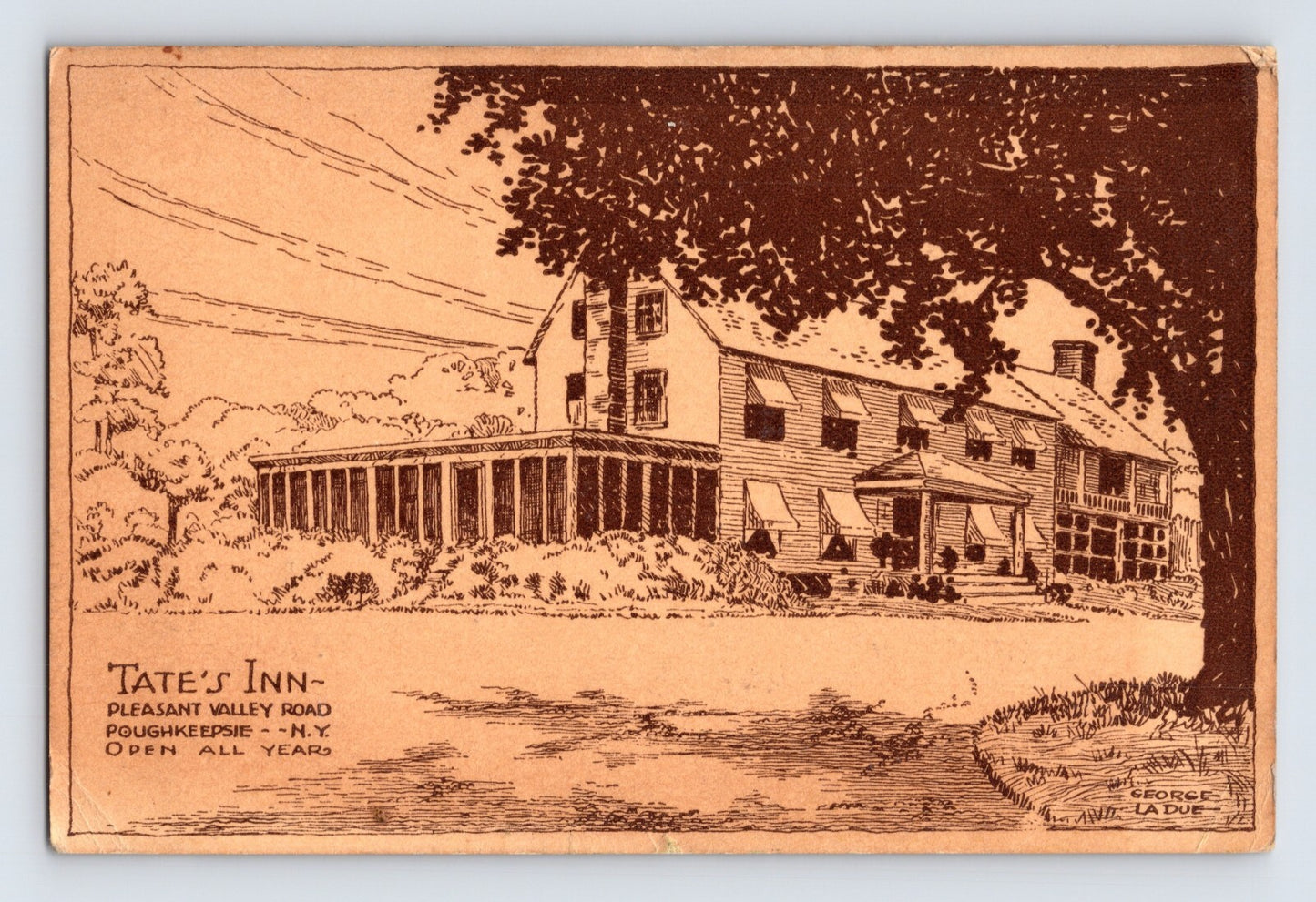 Poughkeepsie New York Tate’s Inn Hotel 1970s Postcard Unposted