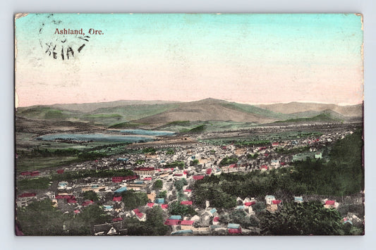Ashland Oregon Downtown Aerial 1910s Postcard Unposted Divided Back