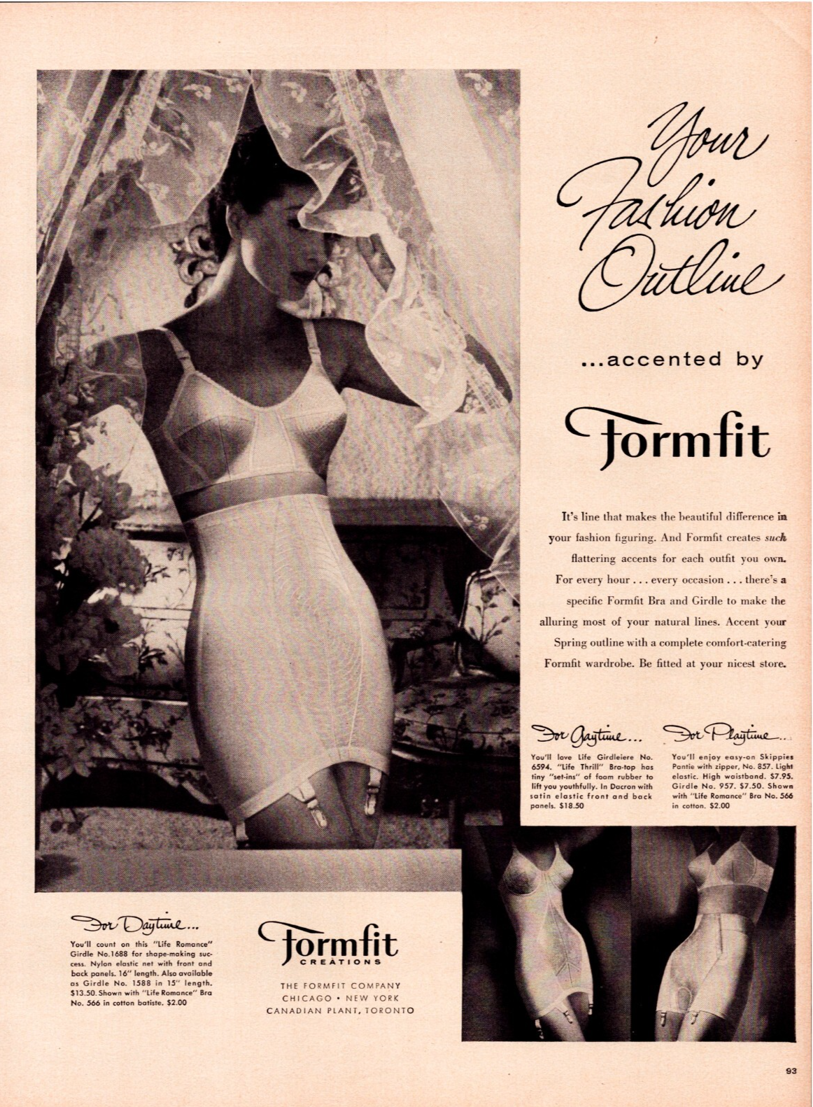 Formfit 1956 girdle lingerie print ad fashion illustration foundation garment full page 10.5 x 13.5