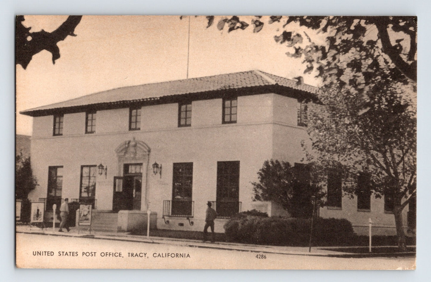 Tracy California Post Office Downtown 1940s Postcard Unposted