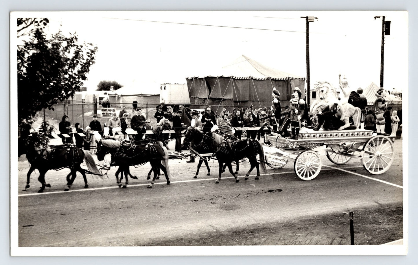 Arthur Bros Circus parade wagon with performers and pony team Louisville Kentucky 1967 circus street parade photograph