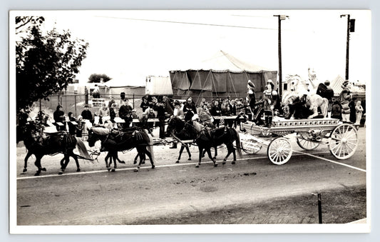 Arthur Bros Circus parade wagon with performers and pony team Louisville Kentucky 1967 circus street parade photograph
