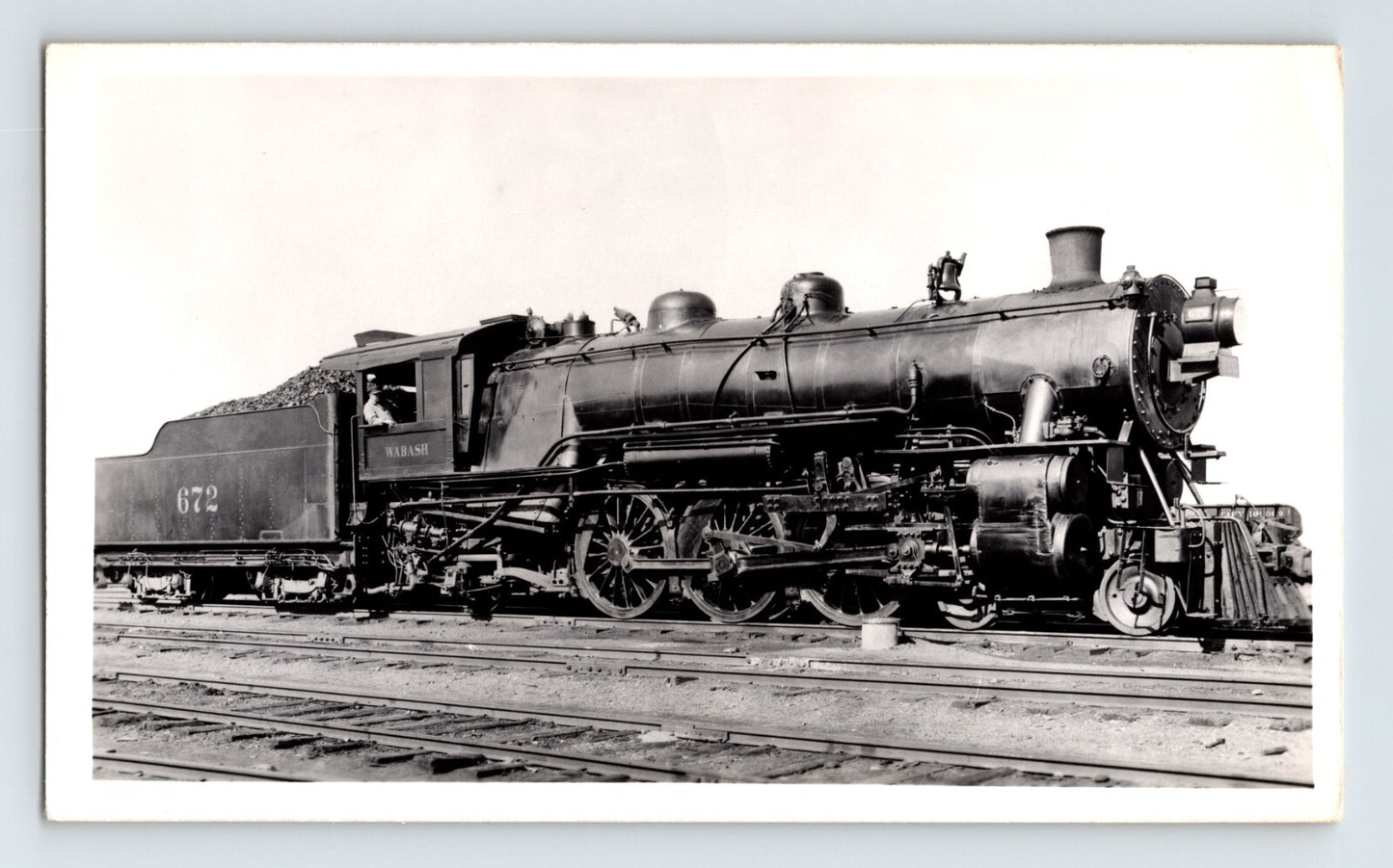 Wabash Railroad 2-8-2 Baldwin Steam Locomotive 1940s Train Photo 3.5 x 5.5