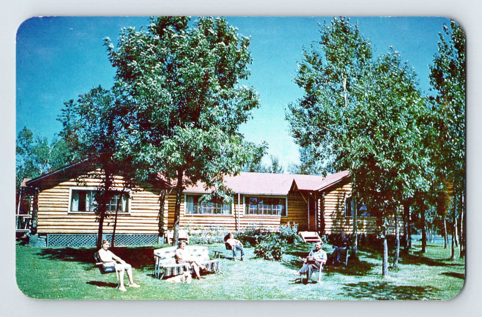 Sioux Narrows Ontario Pawannee Harbour resort cabins lakeside scene postcard