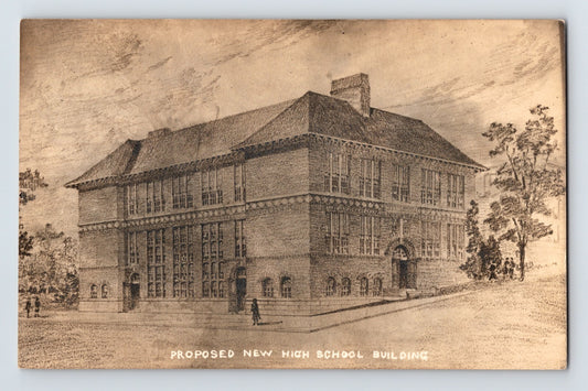1910s Monticello New York proposed high school building architectural sketch real photo postcard archival image