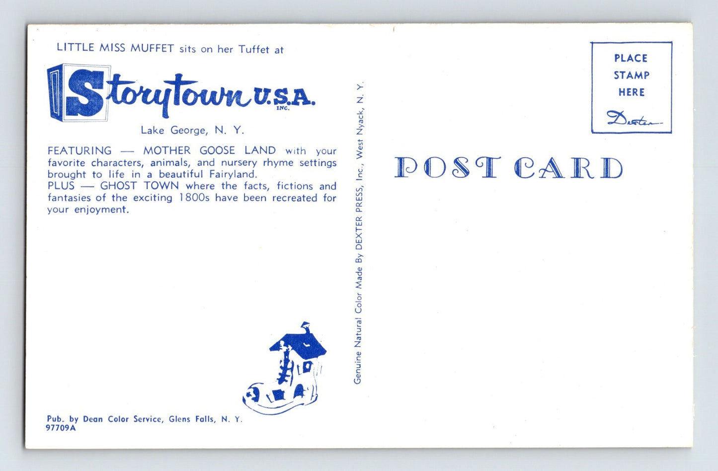 Lake George New York Storytown USA Little Miss Muffet 1960s Postcard Unposted