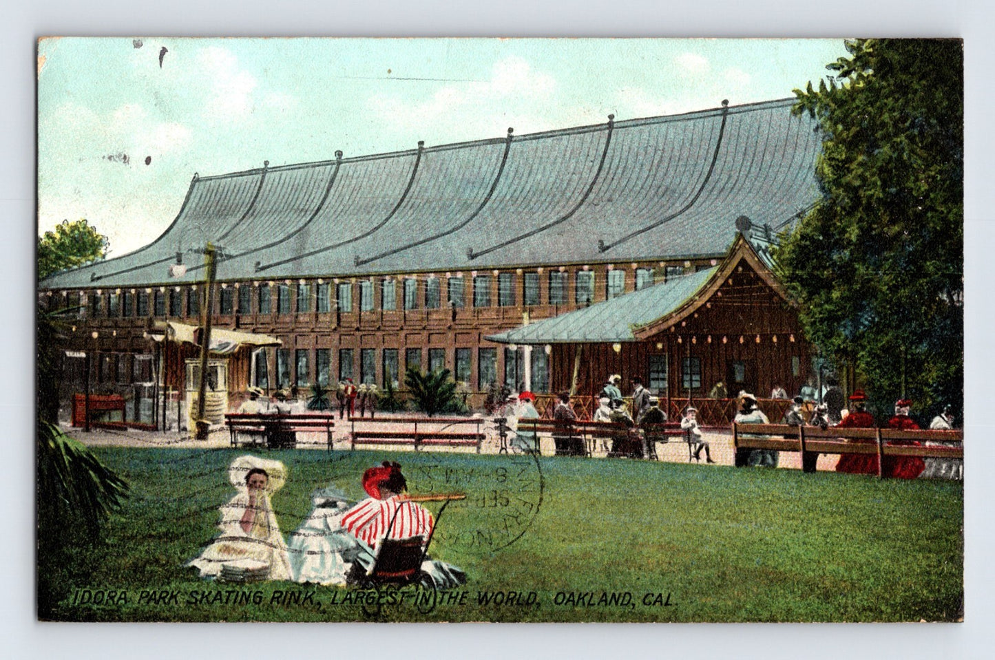 Oakland California Idora Park roller skating rink 1909 postcard