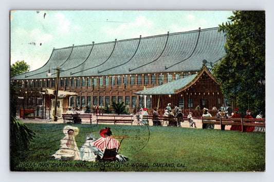 Oakland California Idora Park roller skating rink 1909 postcard