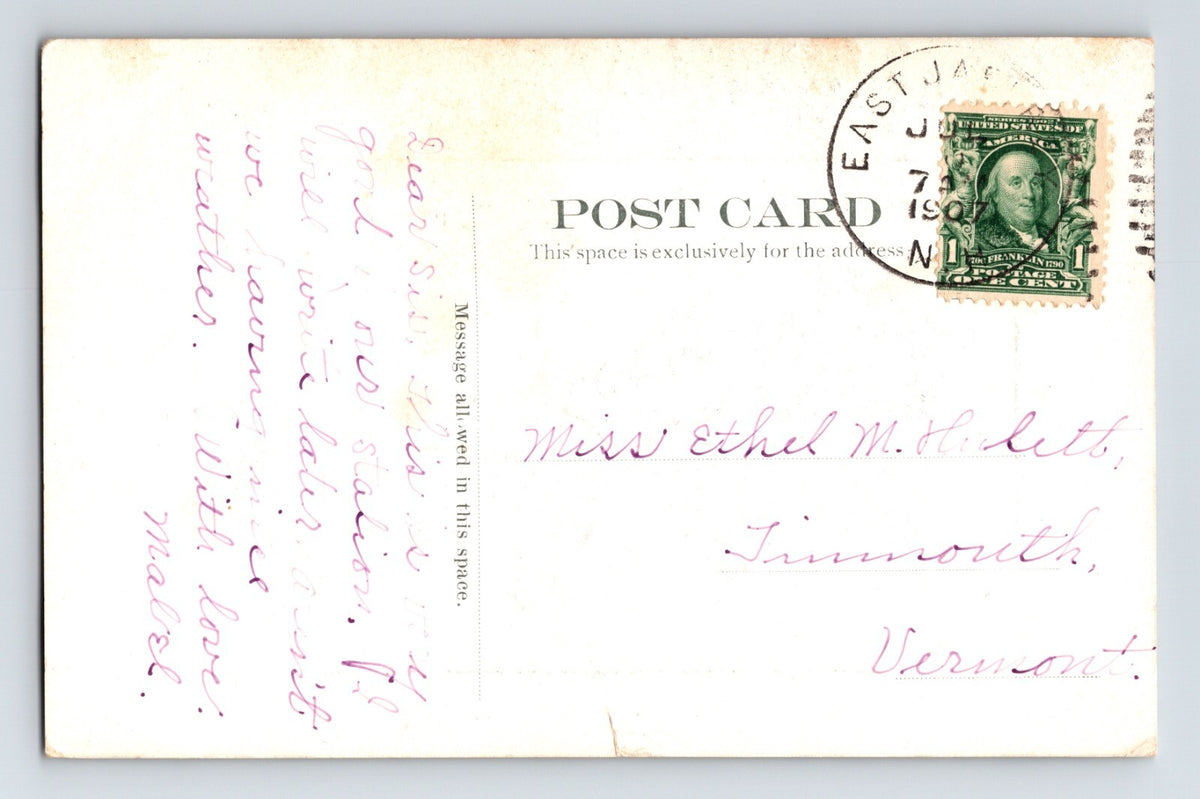 East Jaffrey New Hampshire Boston and Maine Railroad Station 1907 Postcard