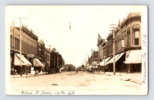 Marion Iowa Seventh Avenue Twelfth Street 1912 RPPC Postcard