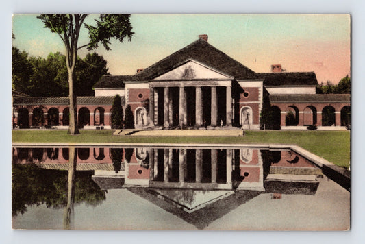 Saratoga Springs New York Mirror Pool Hall 1920s Postcard Hand Colored