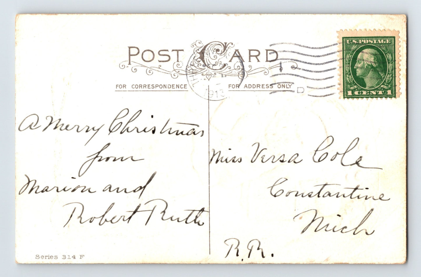 Christmas Santa Claus Lantern Toys 1910s Postcard Posted Michigan