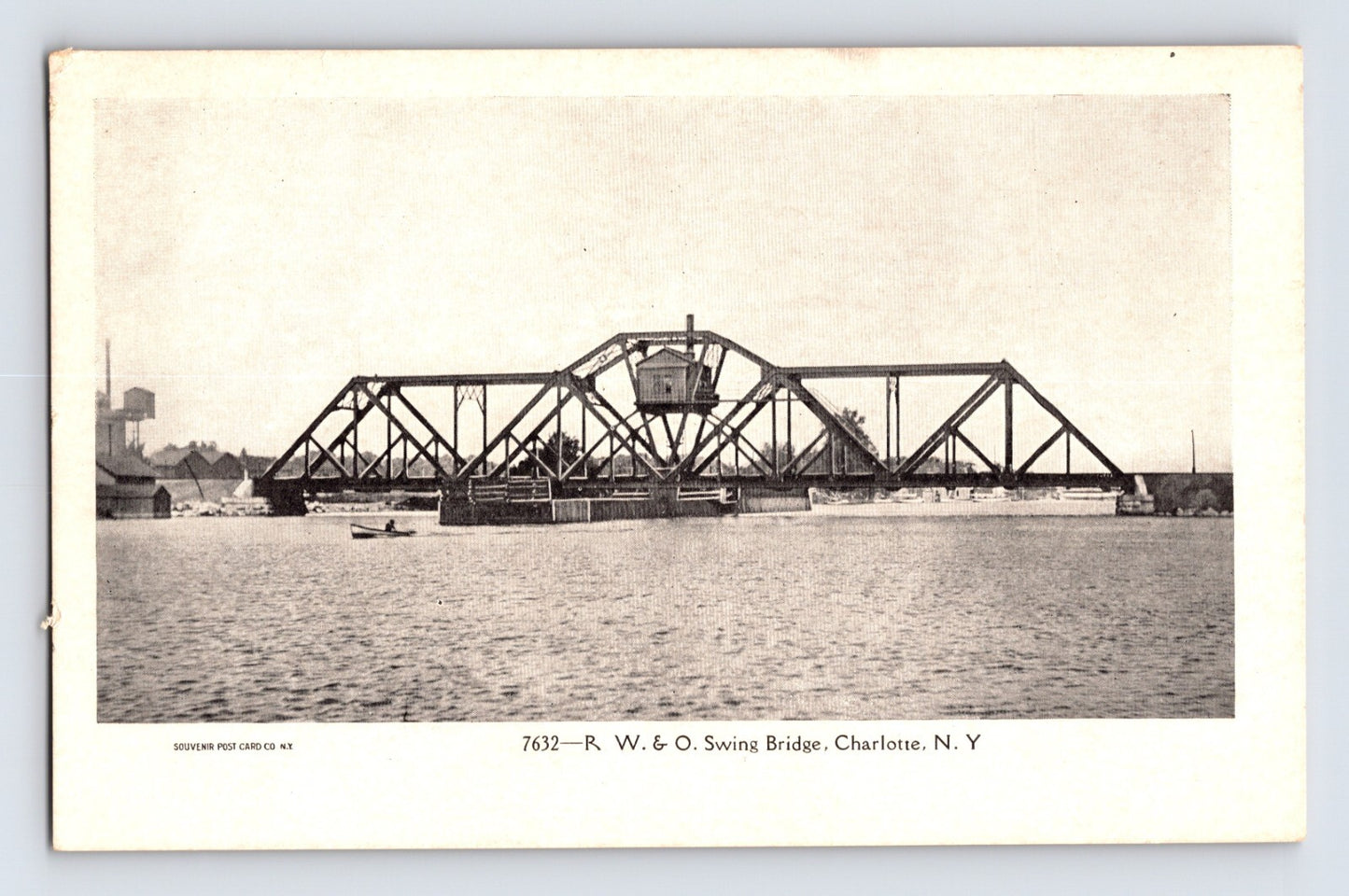 Charlotte NY Rome Watertown Ogdensburg Railroad Swing Bridge Pre-1907 Postcard