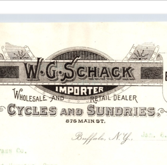 W G Schack Emblem Cycles Buffalo New York 1896 Bicycle Letterhead 8.5 x 11