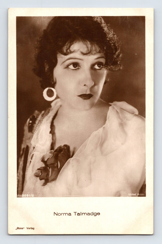 Norma Talmadge portrait silent film actress 1920s RPPC postcard