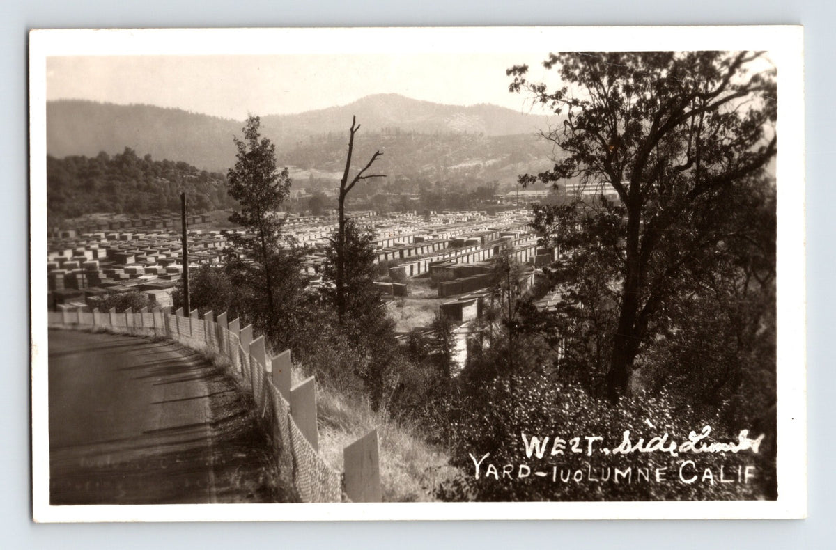 Tuolumne California West Side Lumber Yard 1940s RPPC Postcard Unposted