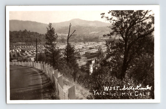 Tuolumne California West Side Lumber Yard 1940s RPPC Postcard Unposted