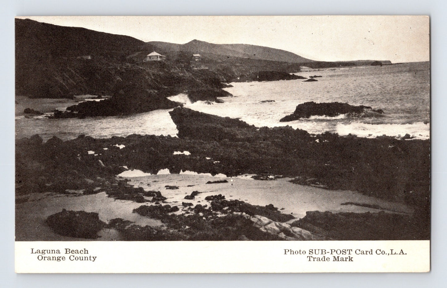 Laguna Beach California pre 1907 postcard showing rocky shoreline coastal landscape and ocean view