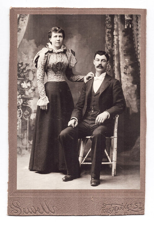 San Francisco California 1910s studio portrait husband wife formal dress Sewell mount