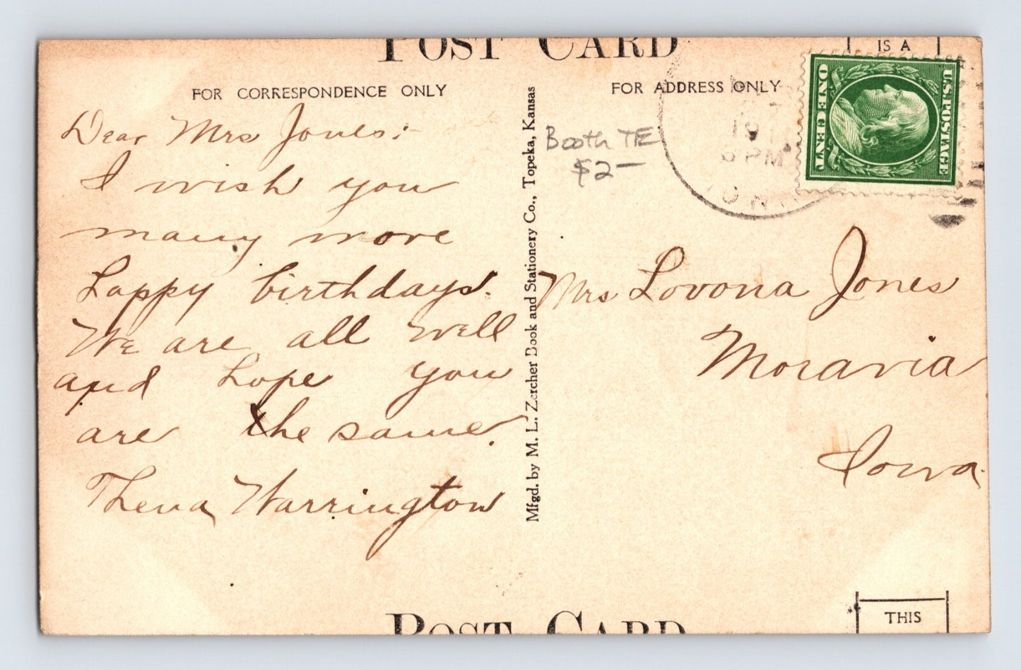 Garden Grove Iowa Residence Scene 1911 RPPC Postcard Posted Divided Back
