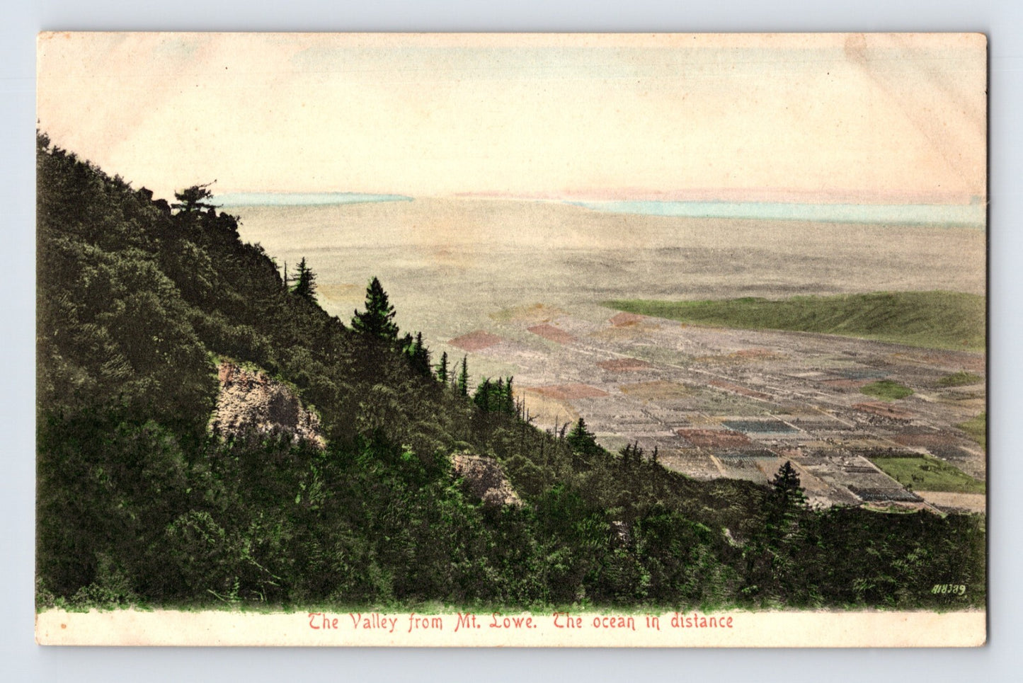 Mt Lowe California Valley View Ocean Distance 1910s Postcard Unposted Divided
