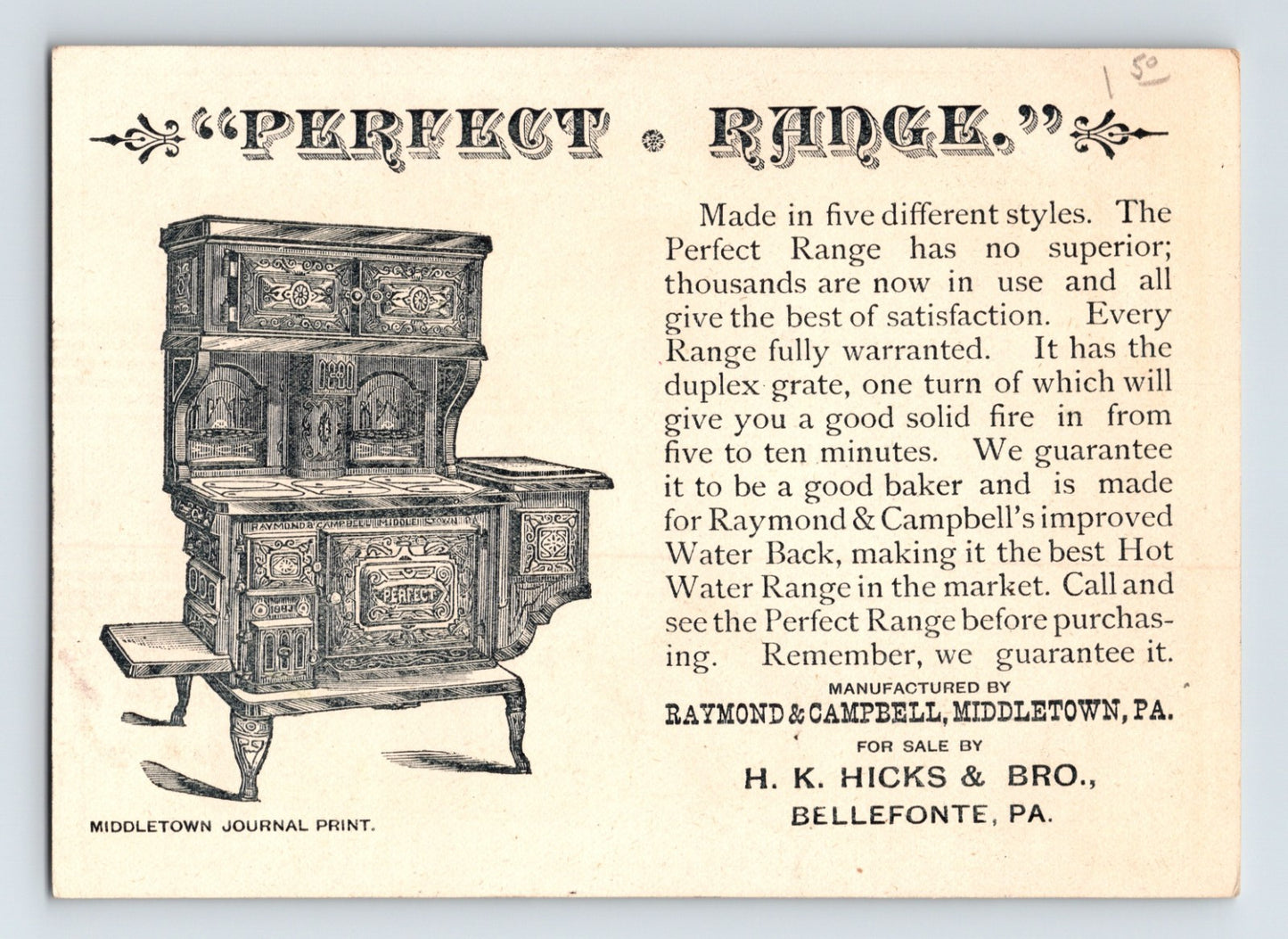 Perfect Range Stove Girl Giant Egg Trade Card 1890s Bellefonte PA 5 x 3.75