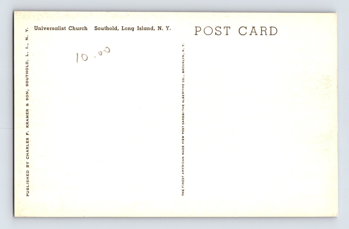 Southold New York Long Island Universalist Church 1930s Postcard Unposted