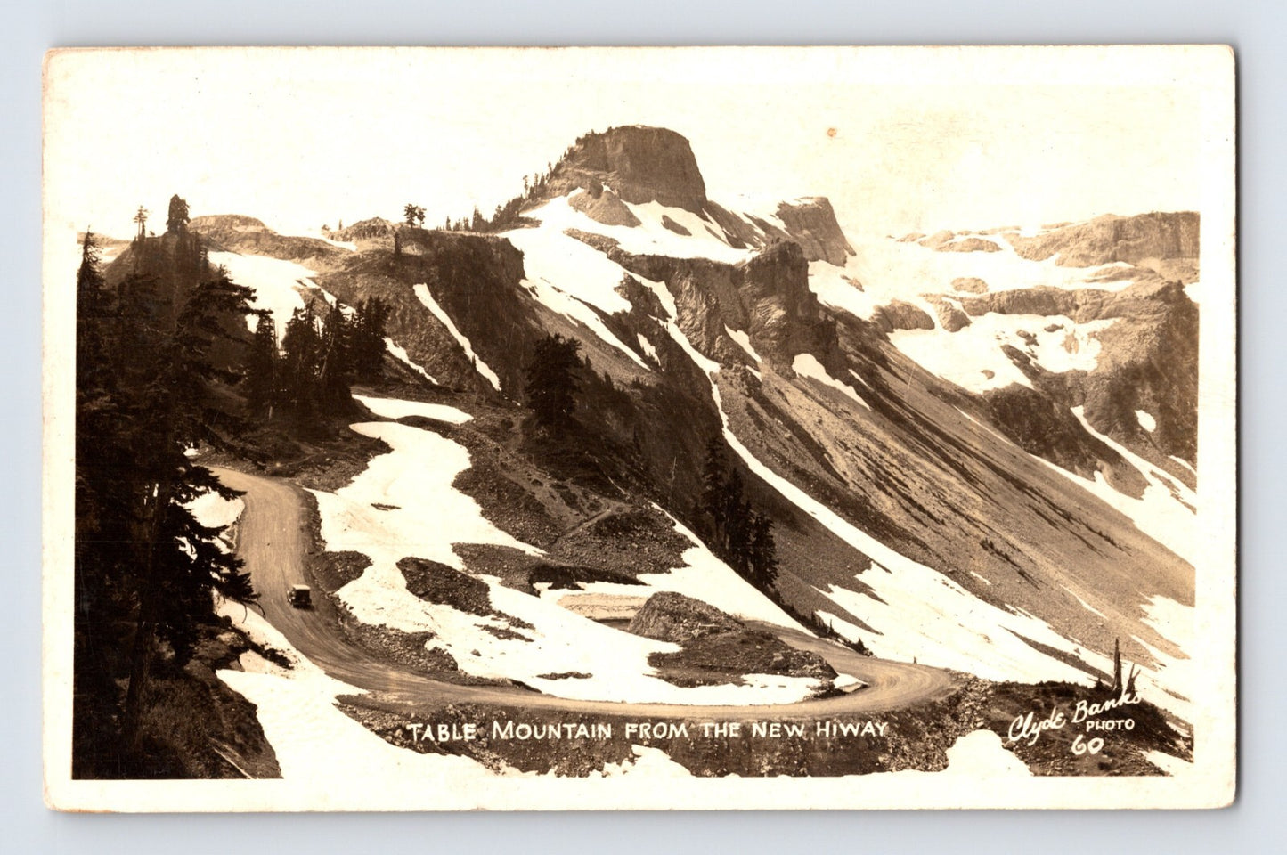 Table Rock Mountain North Carolina Pisgah Forest snow mountain road 1940s RPPC postcard photo