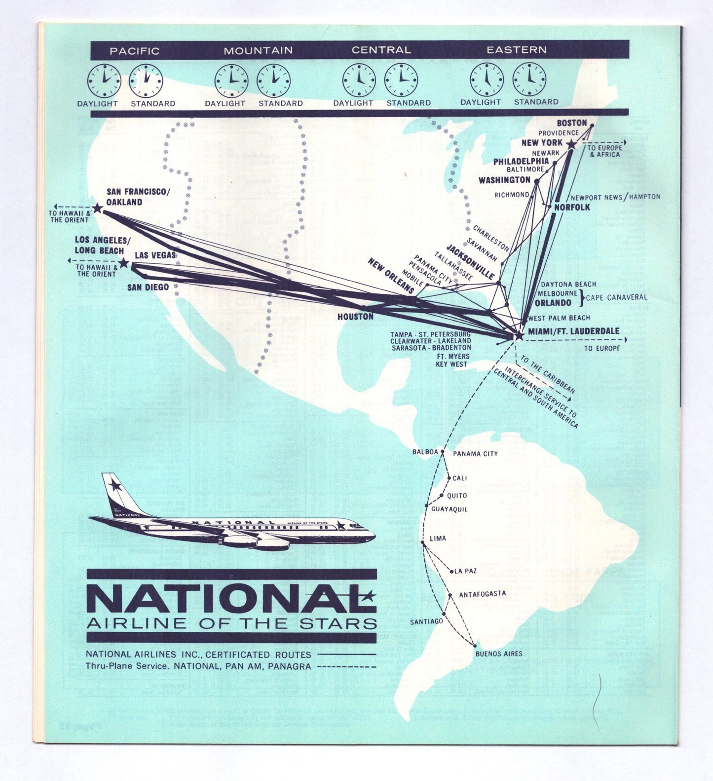 National Airlines 1962 Florida Caribbean Swimsuit System Time Table Brochure