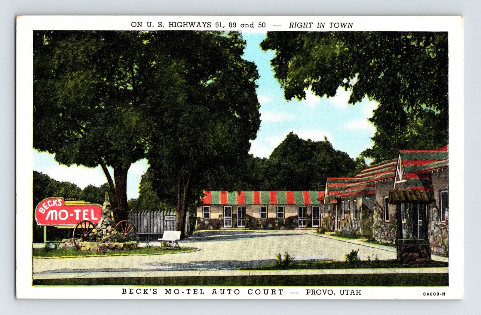 Provo Utah Becks Motel Auto Court 1940s linen postcard