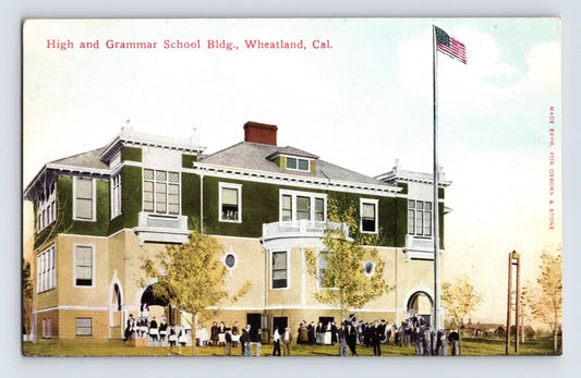 Wheatland California High and Grammar School Building exterior 1913 postcard