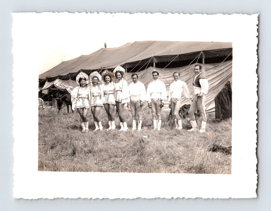 circus troupe family performers tent costumes 1940s vintage photo