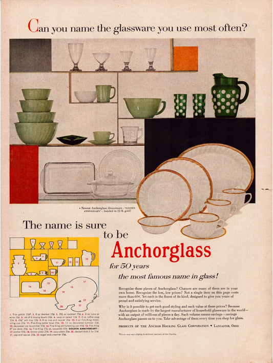 Anchor Hocking Glass 1955 Jadeite Full-Page Print Ad 10.5 x 13.5