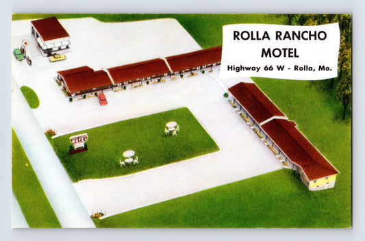 Rolla Missouri Rancho Motel Route 66 1950s Postcard Unposted Chrome