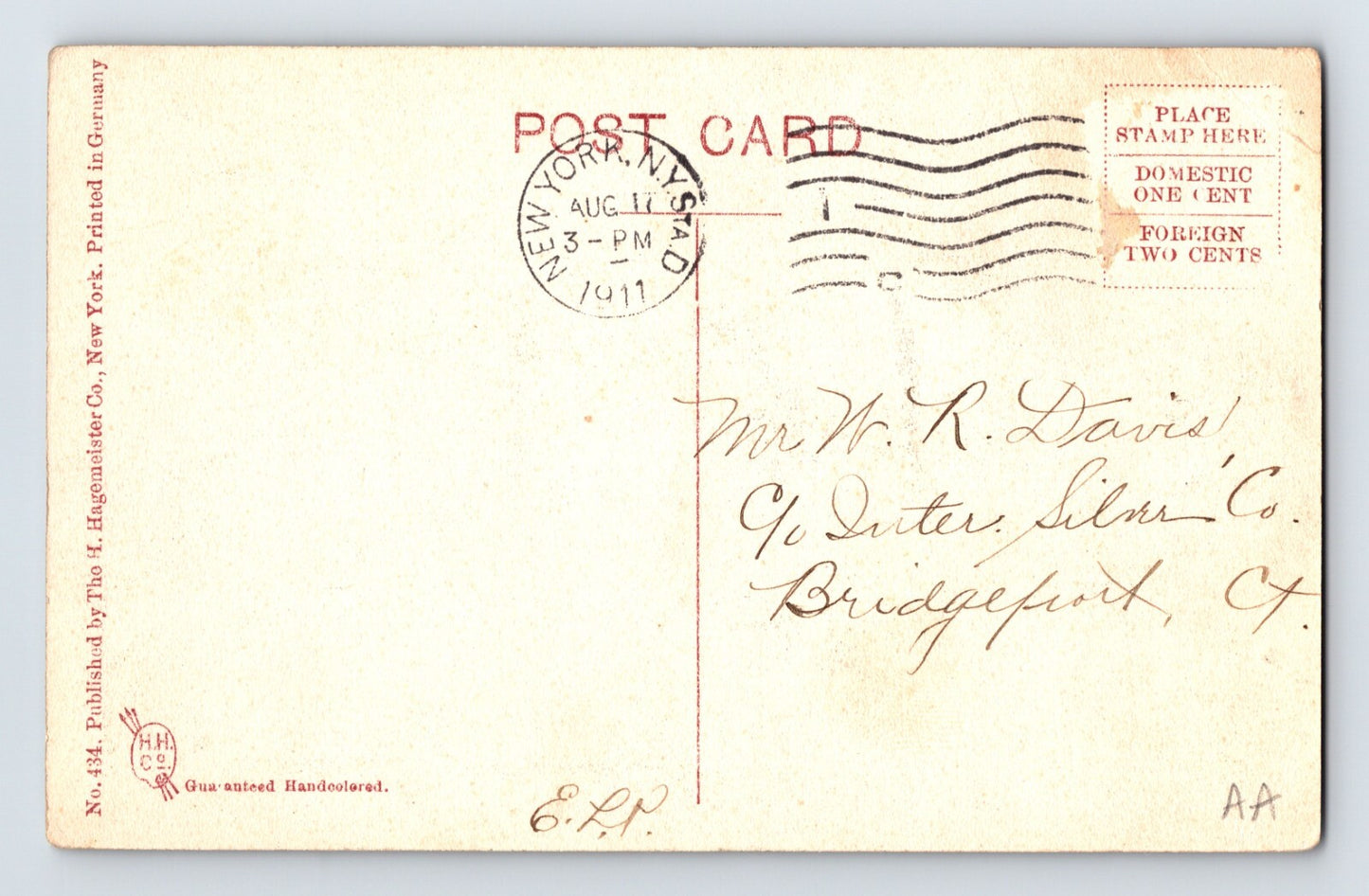 Hudson River Palisades New York 1911 Postcard Posted Divided Back Hand Colored