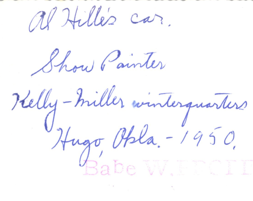 Kelly Miller Circus 1950 Photo Al Hille Artist Car Hugo Oklahoma 3.5 x 5.5