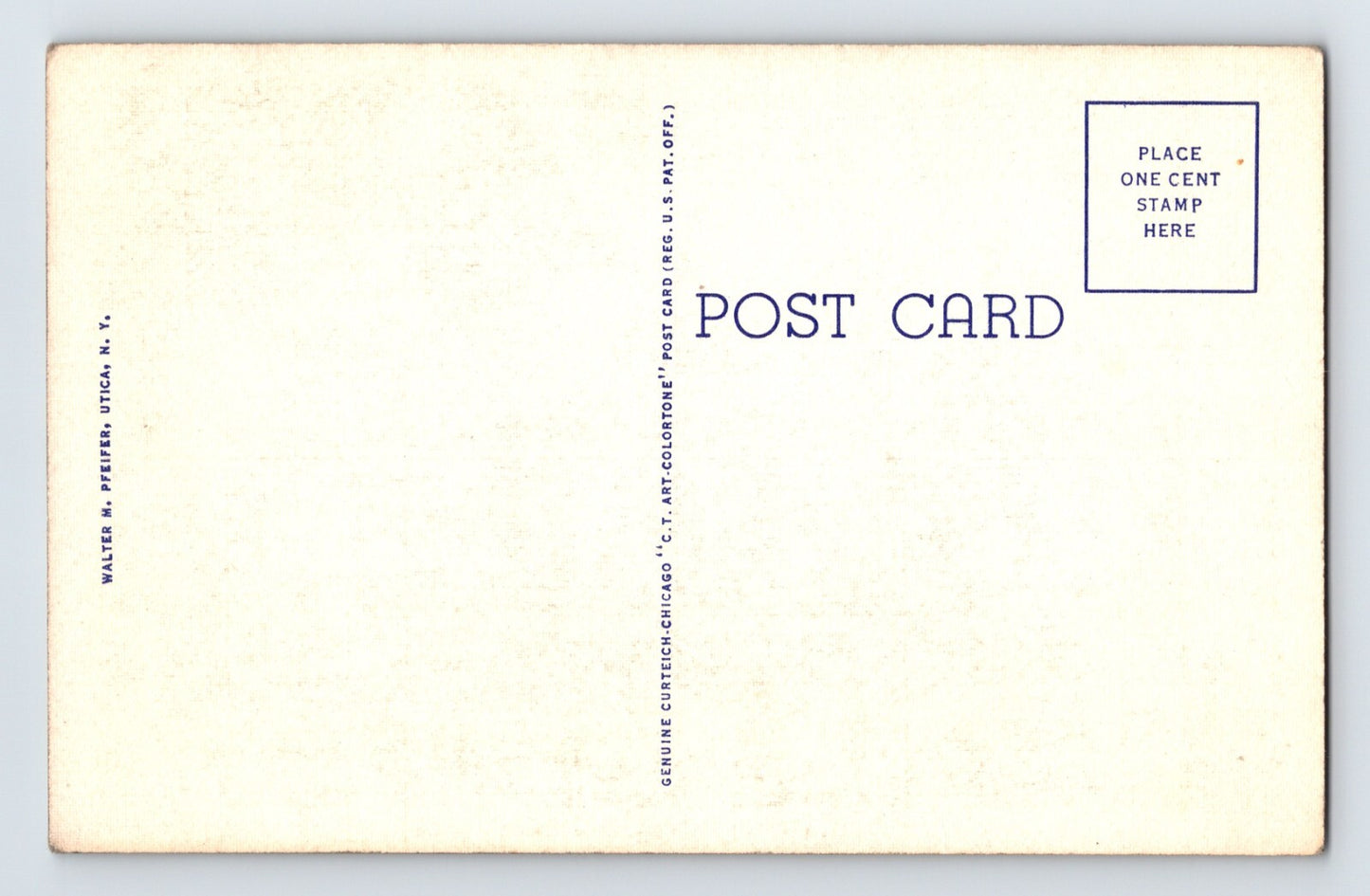 Utica New York Bleecker Street Night Neon 1940s Postcard Unposted Linen