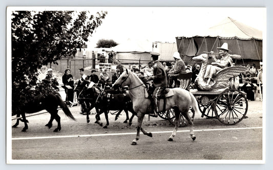 Arthur Bros Circus parade Mother Goose wagon with performer and horses Louisville Kentucky 1967 circus street parade photograph
