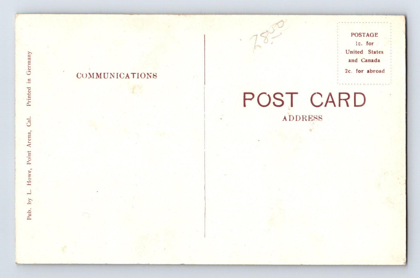 Point Arena California Hot Springs 1910s Postcard Unposted Divided Back